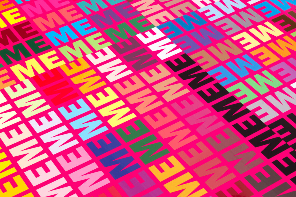 Detail shot of "MEME", a sublimation print on aluminium. Print by Ingmar Spit - bzzrt.com
